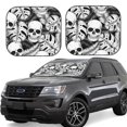 thumbnail image 2 of Bingfone Skull And Palm Leaves Print 2-Piece Sun Shade Front Windshield - Foldable Car Front Window Sunshades For Most Sedans Suv Truck - Large, 2 of 7