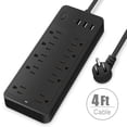 thumbnail image 5 of BOHASHIN Surge Protector Power Strip with USB, with 10 Outlets and 3 USB Ports and 1 USB C, 4ft Extension Cord for Home Office, UL Listed, Black, 5 of 8