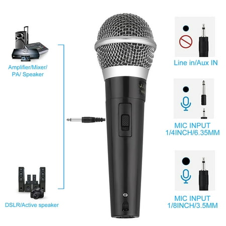 TSV Professional Handheld Microphone, Wired Dynamic Microphones, Portable Dynamic Mic System With 10ft Cable, 1/4" Socket for Karaoke Singing Machine, Speaker, Amp, Mixer, Speech, Wedding