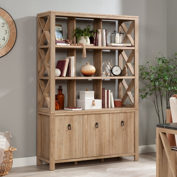 Sauder Newberry Lane Storage Organizer Khaki Pine Finish