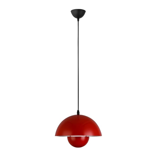 Ilios Innova | Lámpara Colgante Redonda Roja Estilo Panton para Sala y Comedor, Moderna de Techo con Luz LED Cálida, Altura Ajustable y Aluminio Resistente.