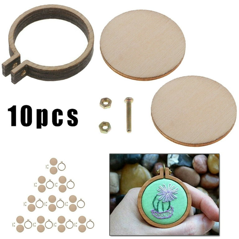 Ruibeauty 10Pcs/Set Mini Wooden Cross Stitch Frame Embroidery Hoop Ring  Crafts DIY 