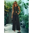 thumbnail image 6 of Women'S Denim 2 Piece Set Casual Button Sleeveless Jean Vest Tops and Wide-Leg Pants Waistcoat Suits Black S, 6 of 8