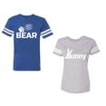 thumbnail image 1 of Bear Bunny Unisex Couple Matching Cotton Jersey style T-Shirt Contrasting stripes on sleeves (Men Royal / Women Heather) (Men XXL / Women S), 1 of 3
