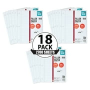 Pen+Gear Wide Rule Filler Paper, 8 x 10.5 in, 150 Sheets Each, 18 Pack