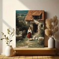 thumbnail image 6 of Cottage Girl with Chickens Canvas Wall Art, Rustic Farmhouse Pastoral Landscape Home Wall Decor, 6 of 8