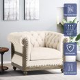 thumbnail image 2 of GDF Studio Alejandro Chesterfield Tufted Fabric Club Chair with Nailhead Trim, Beige and Dark Brown, 2 of 10