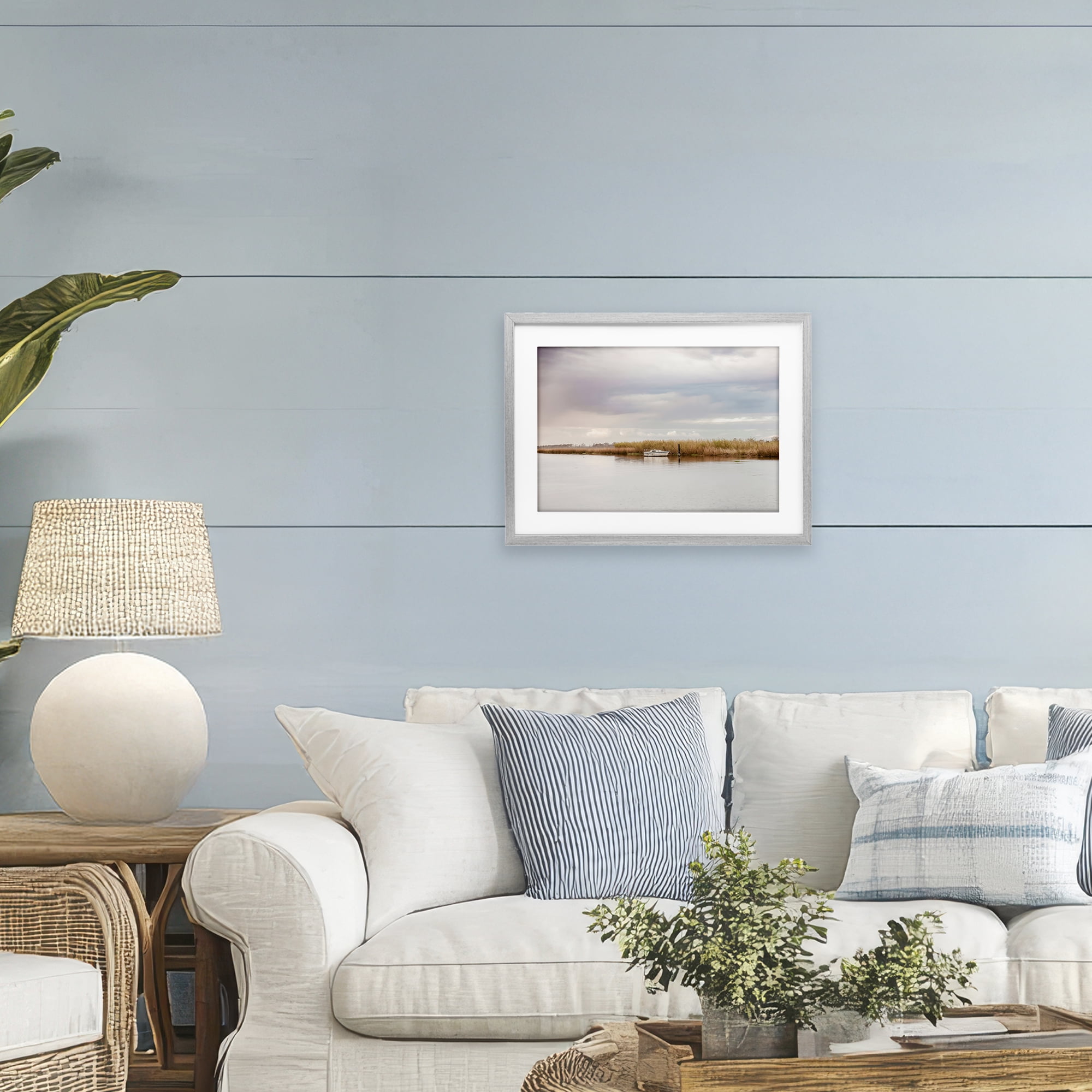 Stupell Industries Magical Mooring Landscape Gray Framed Print Under Glass, design by Christy Berry