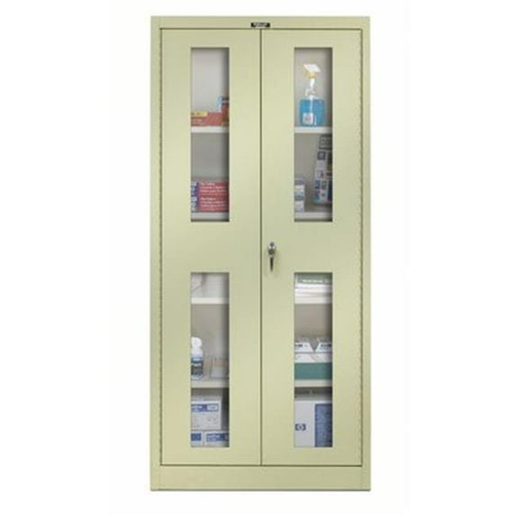 Hallowell 825S24SVA-PT 800 Series Stationary Storage Cabinet, 48 in. W x 24 in. D x 78 in. H, 729 Parchment, Single Tier, Double Safety-View Door, 1-Wide, Assembled