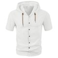thumbnail image 1 of pstuiky camisetas de hombre, Blusa de manga corta con cuello vuelto, transpirable, con botones y color liso para hombre ropa de hombre xxxl, 1 of 5