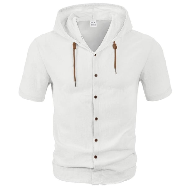 pstuiky camisetas de hombre, Blusa de manga corta con cuello vuelto, transpirable, con botones y color liso para hombre ropa de hombre xxxl