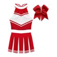 thumbnail image 3 of Xnihocha Vêtements de Cheerleader pour Femmes Tenue de Cheeleader Uniforme Musical Crop Top Mini Jupe Plissée avec Nœud Couvre-Chef Rouge TG, 3 of 7