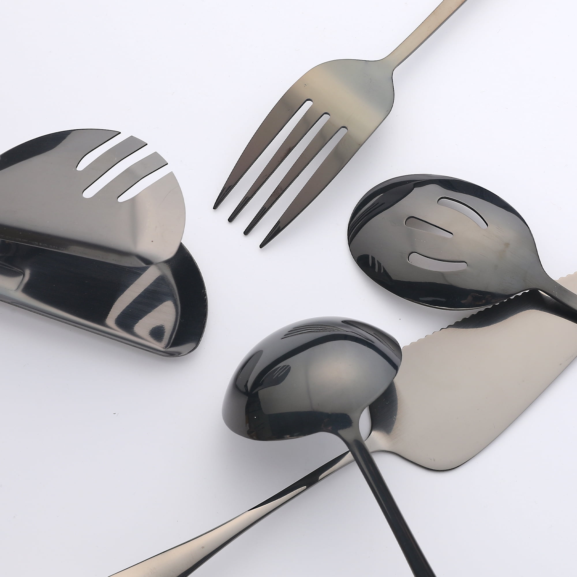 Unique Bargains 10 Piece Silverware Set Stainless Steel Flatware Black 10 Pcs