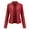 Red, variant on Women's Red and Black Leather Jacket with Stand-Up Collar - Slim Fit Zipper Detail Casual Outerwear