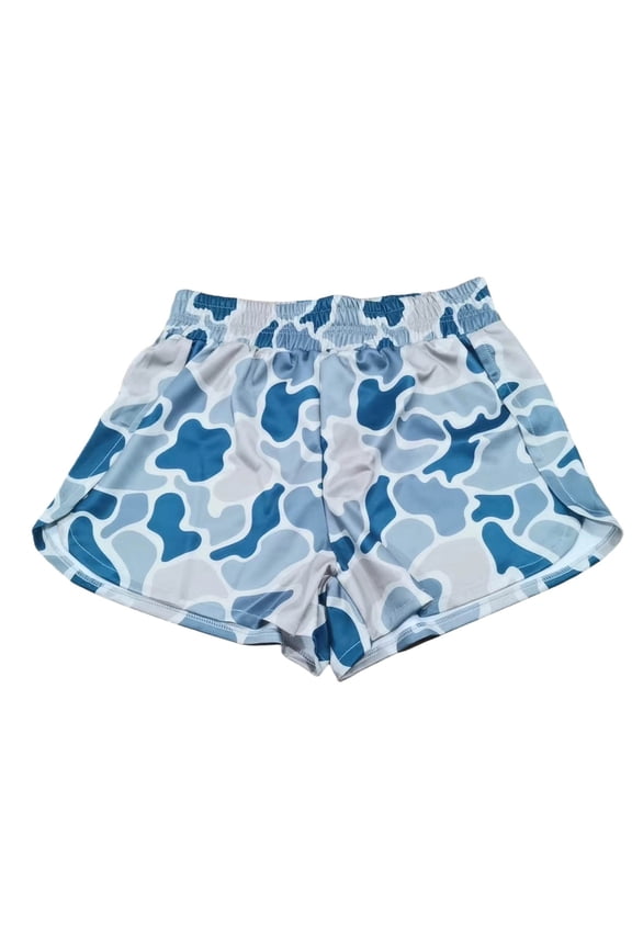 Womens Camo Print Sport Shorts Breathable Stretch Waist Walking Training Short Bottoms