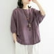 thumbnail image 2 of Blusa holgada de manga corta para mujer - Algodón y lino, cuello en V, ropa informal de verano/para el trabajo - Tallas M-XXXXL, 2 of 3