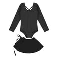 thumbnail image 3 of CHICTRY Little Girls Basic Ballet Dance Costume Long Sleeve Leotard with Wrap Skirt, 3 of 7