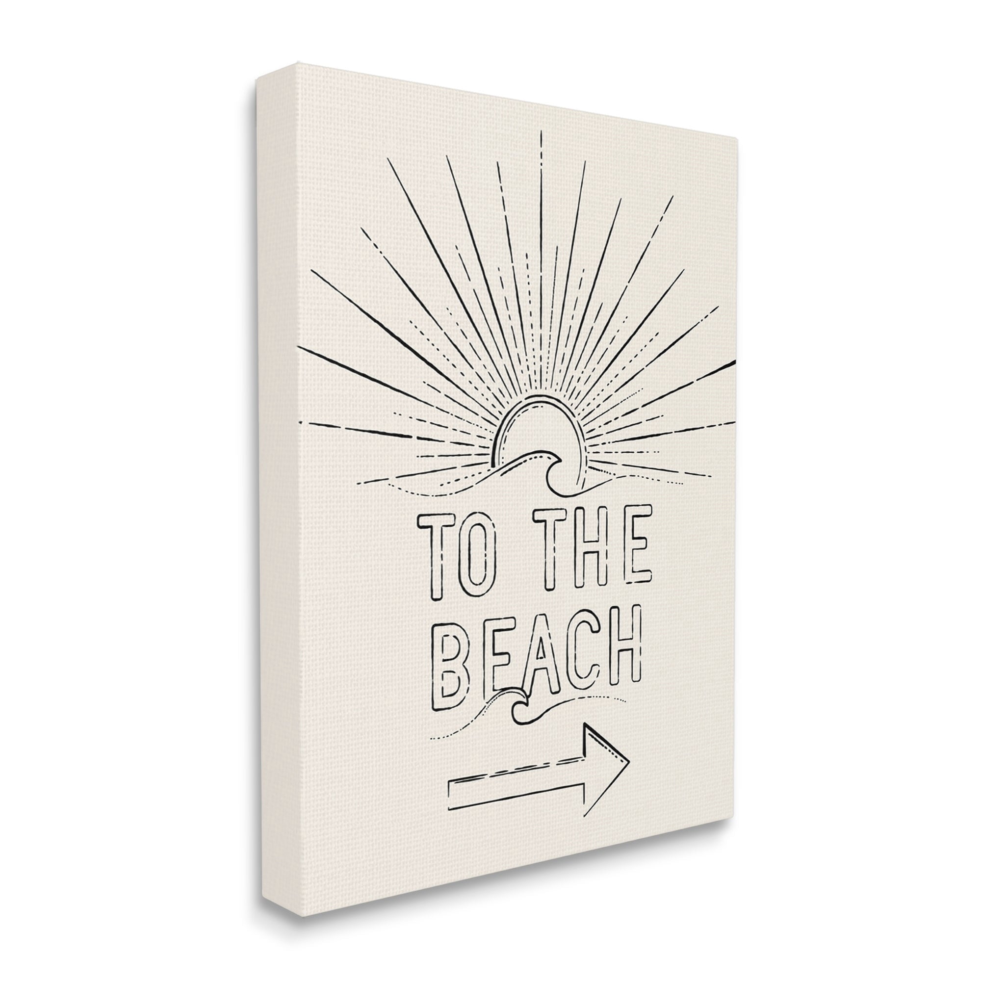 Stupell Industries To The Beach Weathered Vintage Sun Horizon Typography Graphic Art Gallery Wrapped Canvas Print Wall Art, Design by JJ Design House LLC