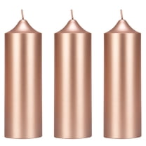 Mega Candles 3 pcs Unscented Rose Gold Dome Top Round Pillar Candle, Hand Poured Premium Wax Candles 2 Inch x 6 Inch, Home Décor, Wedding Receptions, Baby Showers, Birthdays, Celebrations, Party & Mor
