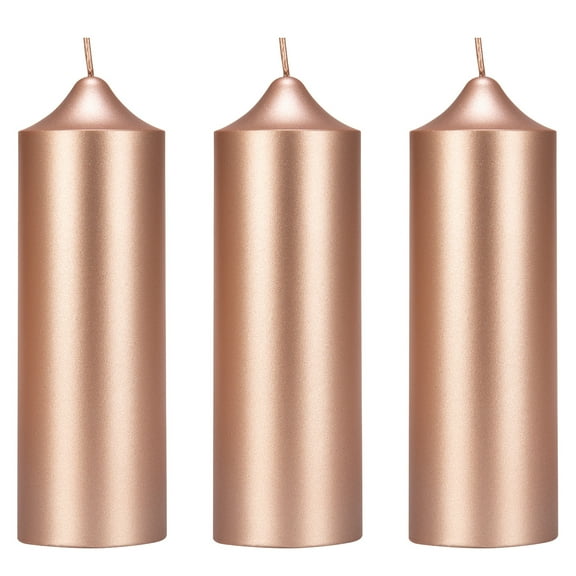 Mega Candles 3 pcs Unscented Rose Gold Dome Top Round Pillar Candle, Hand Poured Premium Wax Candles 2 Inch x 6 Inch, Home Décor, Wedding Receptions, Baby Showers, Birthdays, Celebrations, Party & Mor