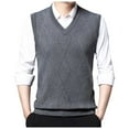 thumbnail image 2 of uikmnh Sweater Vest for Men Mens Knitted Vest V Neck Sleeveless Padded Sweater Vest-Light Gray-XXL, 2 of 6