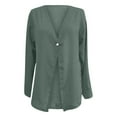 thumbnail image 3 of Women's Solid Color V Neck Fashion Loose Cardigan With Long Sleeves Stylish Mid Length Top Open Front Drape Womens plus Size Sweaters Holiday Sweater Womens Fall Clothes Work Womens Summer Cardigan, 3 of 4