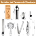 thumbnail image 4 of Shaker Cocktail Kit, 10 Piezas Cocktail Bar Set Kit Profesional Utensilios de Bar, 750ml Coctelera Bartender Kit y Accesorios de Acero para Mezclar Bebidas, Hogar, 4 of 4
