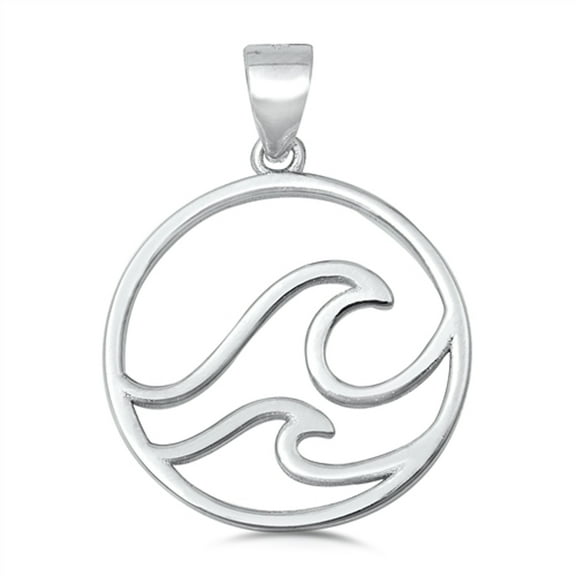 Sterling Silver Double Wave Pendant Open Loop Beach Water Cutout Charm 925 New Jewelry Female Unisex