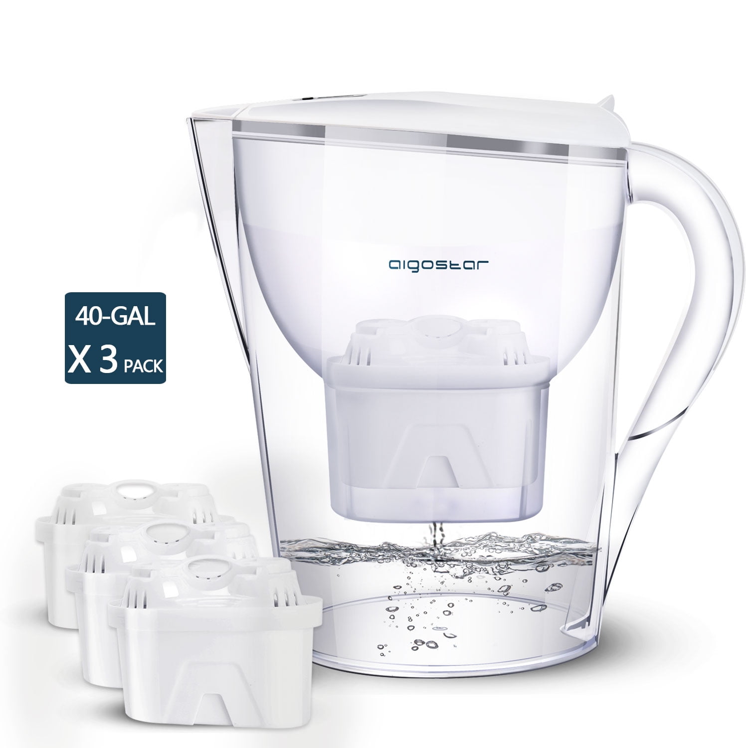 Aigostar 10 Cups Water Pitcher with Filter Incl. 3 x 60Day Water