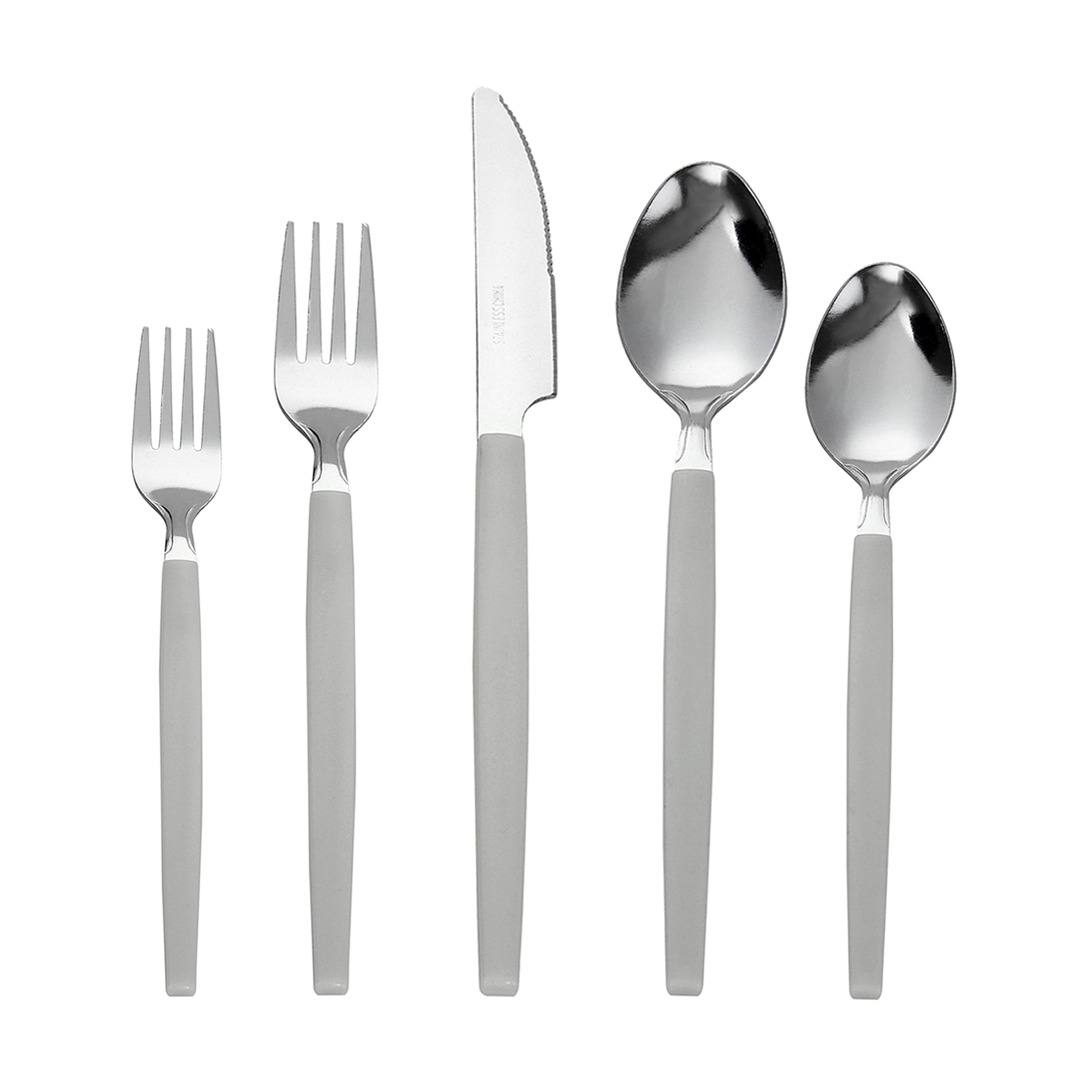 Mainstays 49-piece Stainless Steel and Plastic Flatware with Organizer Tray Set, Soft Silver