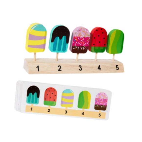 tamizeot Kids Toy Wooden Play Food Set Shop For Kids Engaging Pretend Play Food Kitchen Accessories Developmental Fun Popsicle 21.7x4x9cm