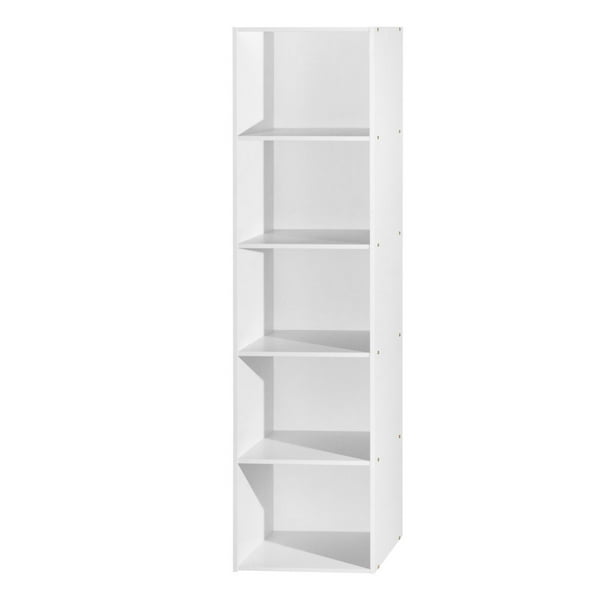 Hodedah 5 Shelf Bookcase White, Hodedah Import 4 Shelf Bookcase Cabinet Black