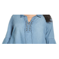 thumbnail image 2 of Seven7 Women's Tunics Reyes Wash Lace up Tunic Blue Size 3X, 2 of 3
