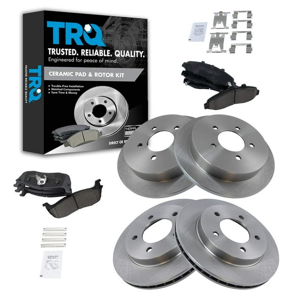 TRQ Front and Rear Brake Pad & Rotor Kit Brake Pads Brake Rotor Ceramic Fits Select 1997-2003 Ford F-150 2004 F-150 Heritage