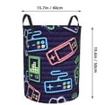 thumbnail image 4 of DouZhe Waterproof Collapsible Large Laundry Baskets, Neon Style Video Game Controls Prints Circular Hamper with Handles, 4 of 7