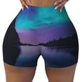 thumbnail image 2 of Pofeuu Night At Lake Aurora Print Workout Shorts for Women Scrunch Butt Lifting High Waisted Yoga Gym Seamless Booty Biker Shorts-X-Large, 2 of 8