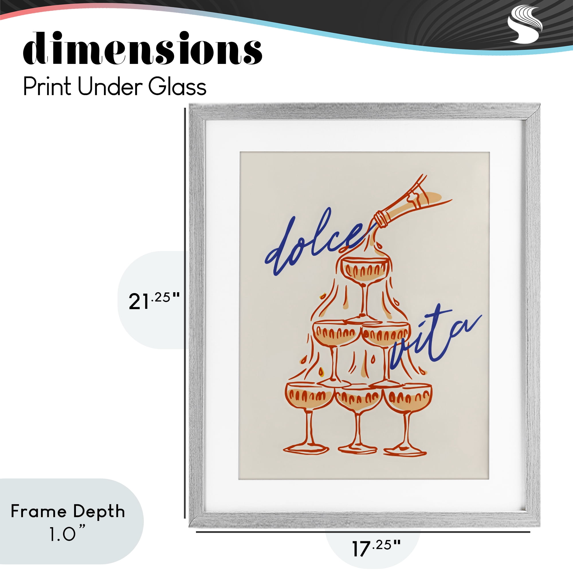 Stupell Industries Dolce Vita Champagne Tower Gray Framed Print Under Glass, design by The Prints Vibe