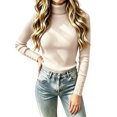 thumbnail image 2 of Women's Long Sleeve Turtleneck Ribbed Knit Sweater, Slim Fit Lightweight Basic Pullover Tops for Fall Winter Layering XL, 2 of 5