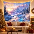 thumbnail image 3 of River Through Snowy Valley at Sunrise, Serene Digital Art for Nature Lovers, Landscape Wall Art, Christmas Gift, Tapestry Wall Hanging for Bedroom and Living Room, 3 of 7