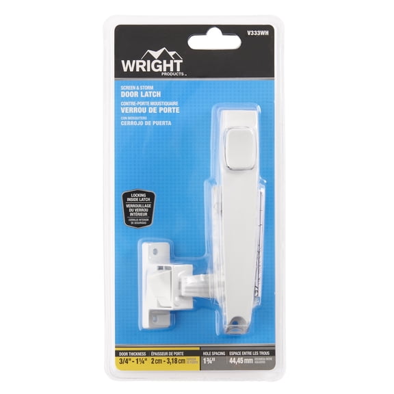 Wright Products Tie Down Push Button Door Latch for Screen and Storm Doors, White