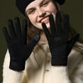 thumbnail image 3 of TIEVOSA Womens Autumn Winter Color Block Thickened Teddy Cycling Anti Touchscreen Gloves（Coffee）, 3 of 5