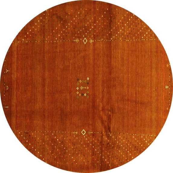 Ahgly Company Indoor Round Abstract Yellow Contemporary Area Rugs, 4' Round