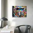 thumbnail image 3 of Nawypu  Behind The Curtain Canvas Prints Graffiti Wall Art Paintings Pop Art Colorful Posters Stretched Pictures for Living Room Modern Home Decor Framed Ready to Hang, 3 of 4