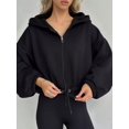 thumbnail image 2 of MSJUHEG Hoodies for Women Oversized Hoodie Light Hoodies Oversized Sweatshirt Sweatershirt Coat Cropped Sweatshirt Plain Hoodies Winter Clothing for Women Black L, 2 of 6
