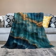 thumbnail image 2 of WERPE Gold and Blue Abstract Art Flannel Blanket - Soft and Durable Bed Blanket White, 2 of 6