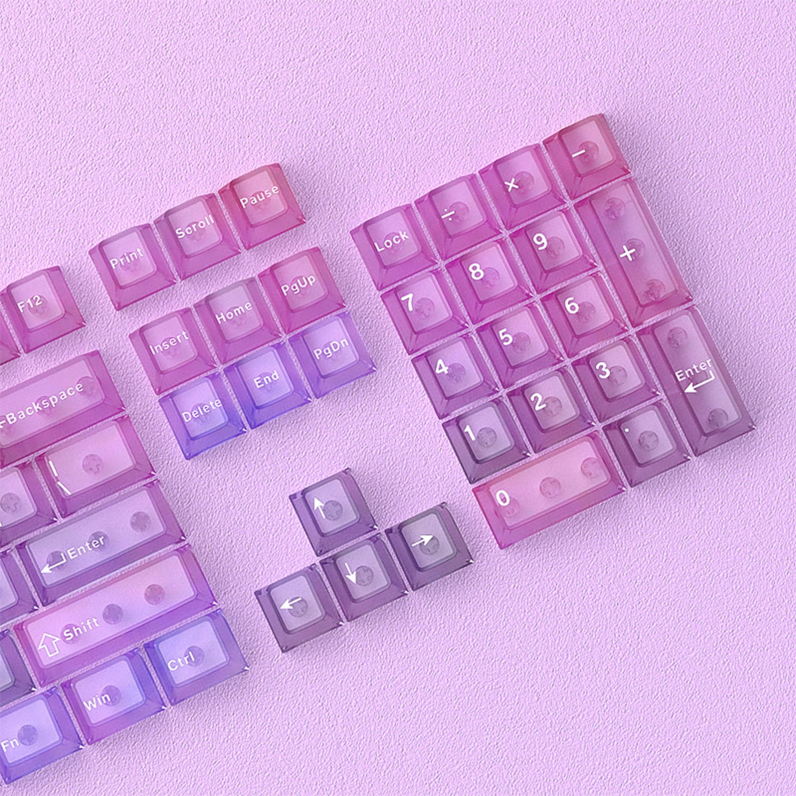 Transparent Gaming Keycaps Multi-Color 60 / 75 / 104 Layouts