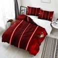 thumbnail image 2 of Line Juego de Funda Nórdica King Size, Moderno Juego de Cama Rojo con Diseño Geométrico para, 2 of 7