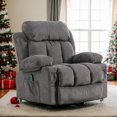 thumbnail image 2 of IMKHK Swivel Rocker Recliner Chair, Modern Recliner Chair with Heat and Vibration Massage, Manual Fabric Lounge Chair with Side Pockets, 2 Cup Holders, USB Charge Port for Living Room, Gray, 2 of 8