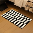 thumbnail image 3 of Soft Absorbent Microfiber Bathroom Rugs 20" x 32" Non-Slip Backing Fluffy Machine Washable Bath Mats Beige Black Striped Pattern Decor, 3 of 6