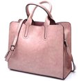 thumbnail image 1 of LHSHID Women Fashion Tote Handbags Lightweight PU Leather Satchel Shoulder Bags Retro Oil Wax Handle Purse, 1 of 7